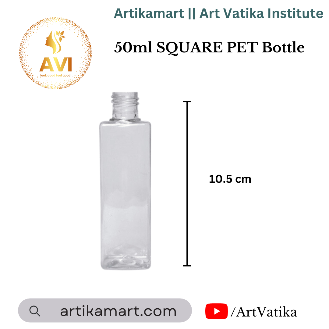 50ml SQUARE PET Bottle CLEAR - 20mm Neck 50ml SQUARE PET Bottle CLEAR - 20mm Neck