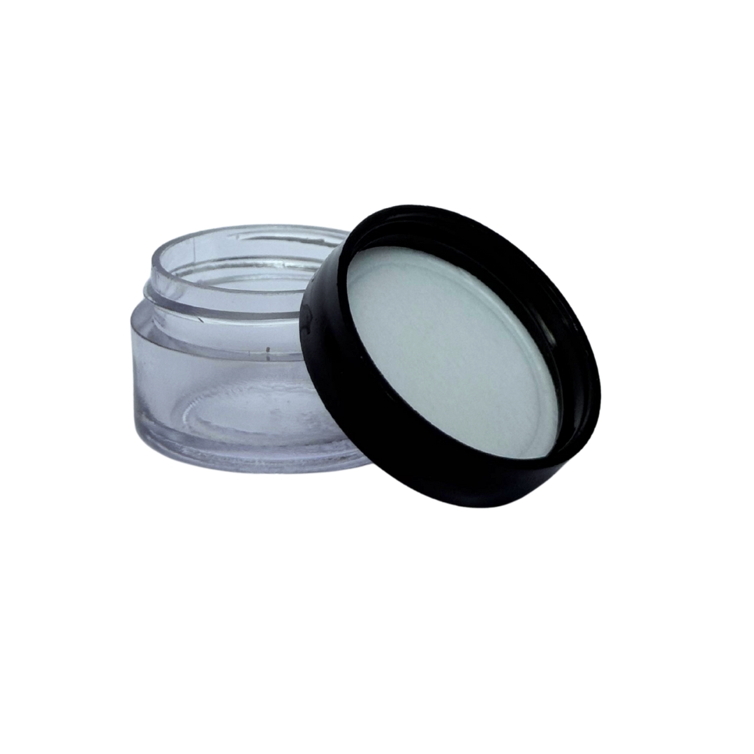 Acrylic San Jar + White Wad + BLACK Cap - 5g