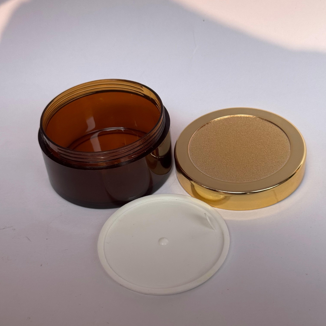 Acrylic San Jar Amber + White Inner + Gold Cap - 50g