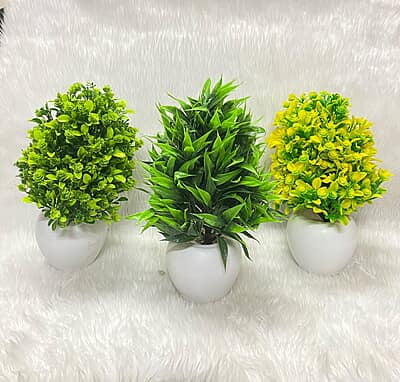 Big Size Green & White Artificial Bamboo Leaves In Apple Pot