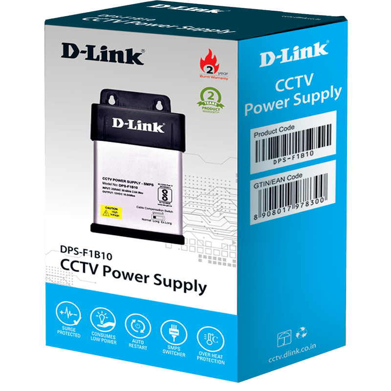 D-Link 8 Channel 12v10AMP Power Supply Single Output D-Link 8 Channel 12v10AMP Power Supply Single Output