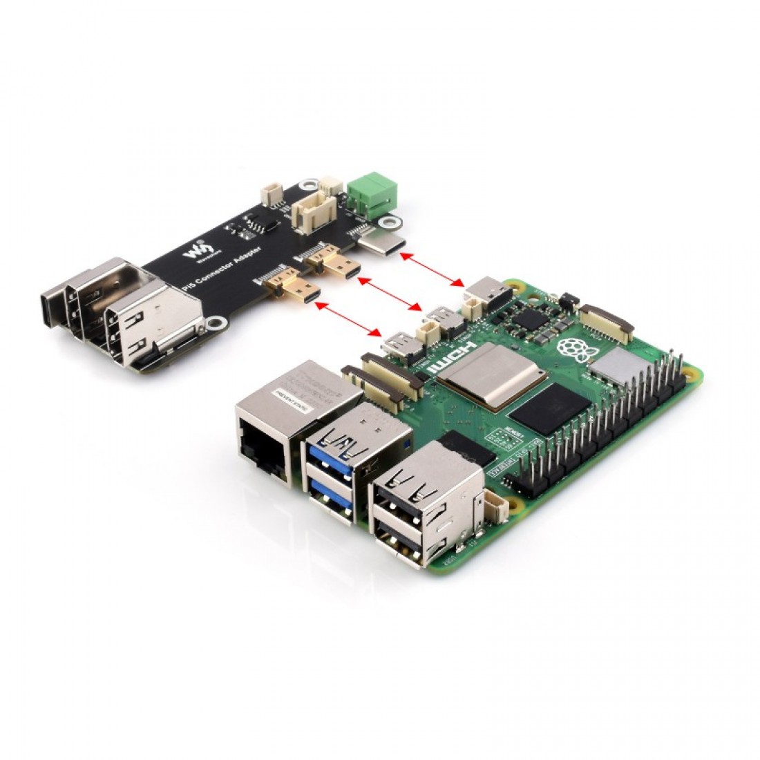 Waveshare Micro HDMI to HDMI Multifunctional Adapter, Compatible with Raspberry Pi 5 / 4B, Two Power Supply Methods, Supports Dual 4K Outputs Waveshare Micro HDMI to HDMI Multifunctional Adapter, Compatible with Raspberry Pi 5 / 4B, Two Power Supply Methods, Supports Dual 4K Outputs
