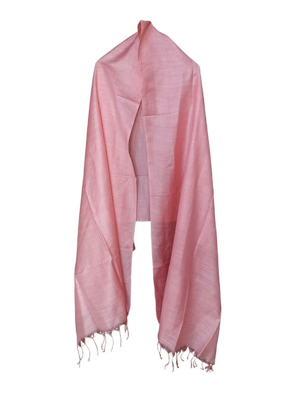 Pink Cotton Silk Solid Dupatta