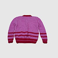 (4-5 Years) Baby Handknitted Woolen Full Sleeves Sweater, Purple and Red Striped