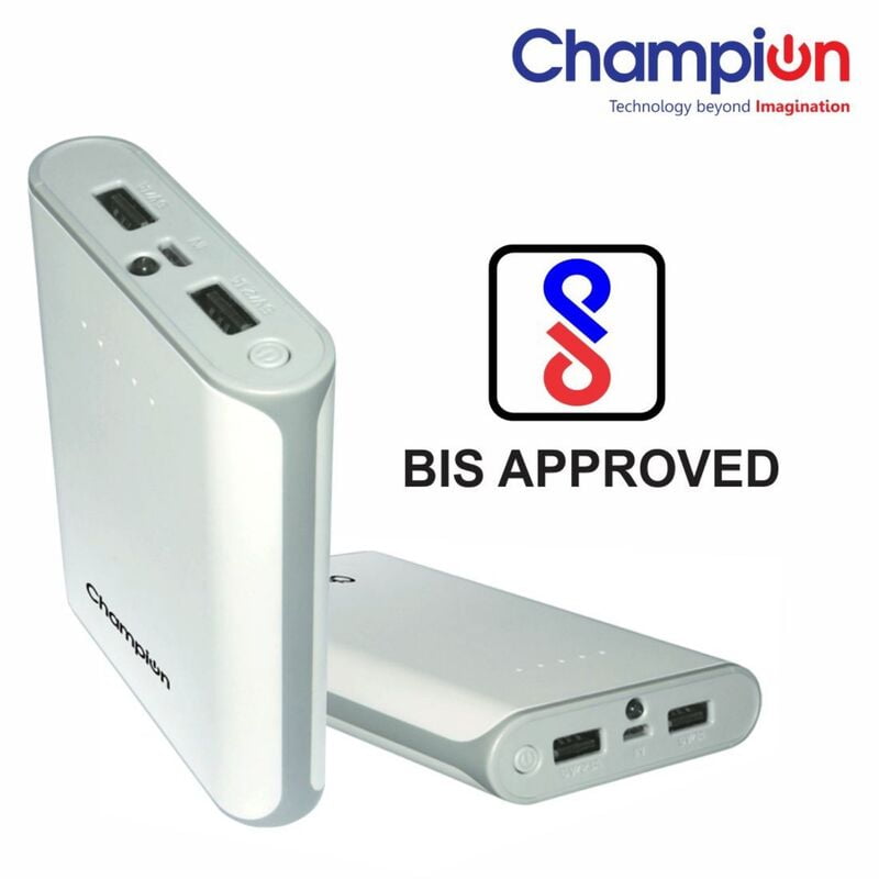 Champion Power Bank 10400mAh Capacity (BIS Certified) Model PL-10000 Champion Power Bank 10400mAh Capacity (BIS Certified) Model PL-10000