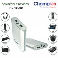 Champion Power Bank 10400mAh Capacity (BIS Certified) Model PL-10000 Champion Power Bank 10400mAh Capacity (BIS Certified) Model PL-10000