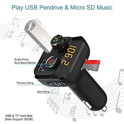 Portronics Auto 10 POR 320 Car Bluetooth Device with Car Charger  (Black)