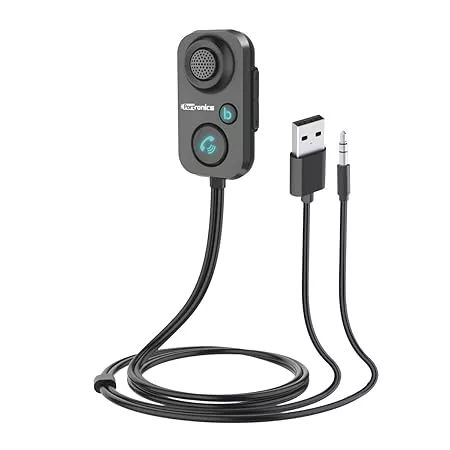 Portronics AUTO 12 in-Car Bluetooth Receiver for Handsfree Calling, Music System, Supports All Smartphones (Black