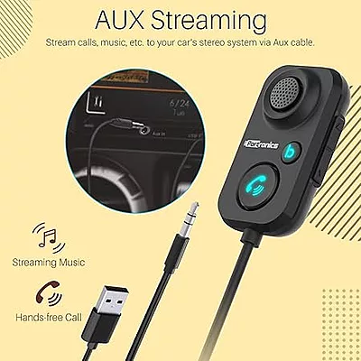 Portronics AUTO 12 in-Car Bluetooth Receiver for Handsfree Calling, Music System, Supports All Smartphones (Black Portronics AUTO 12 in-Car Bluetooth Receiver for Handsfree Calling, Music System, Supports All Smartphones (Black