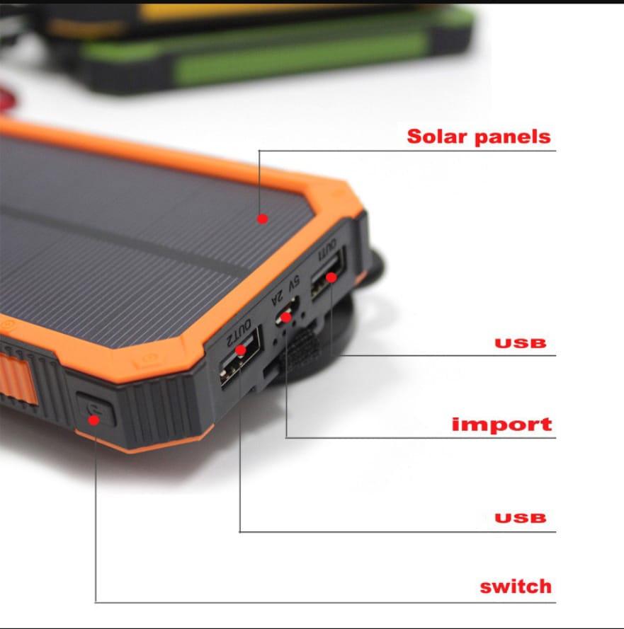 LED Dual USB Ports Solar Panel Power Backup 10000mah LED Dual USB Ports Solar Panel Power Backup 10000mah