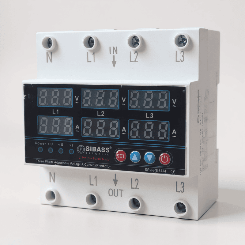 Automatic Over/Under Voltage and Over Load Protection (Adjustable Setting) with Auto Re-Connect 63A (4 pole)