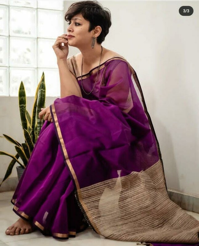 Bengal Handloom Purple colour Saree