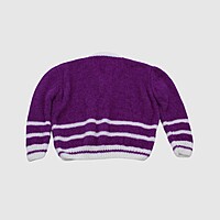 (4-5 Years) Baby Handknitted Woolen Full Sleeves Sweater, Purple and White Striped