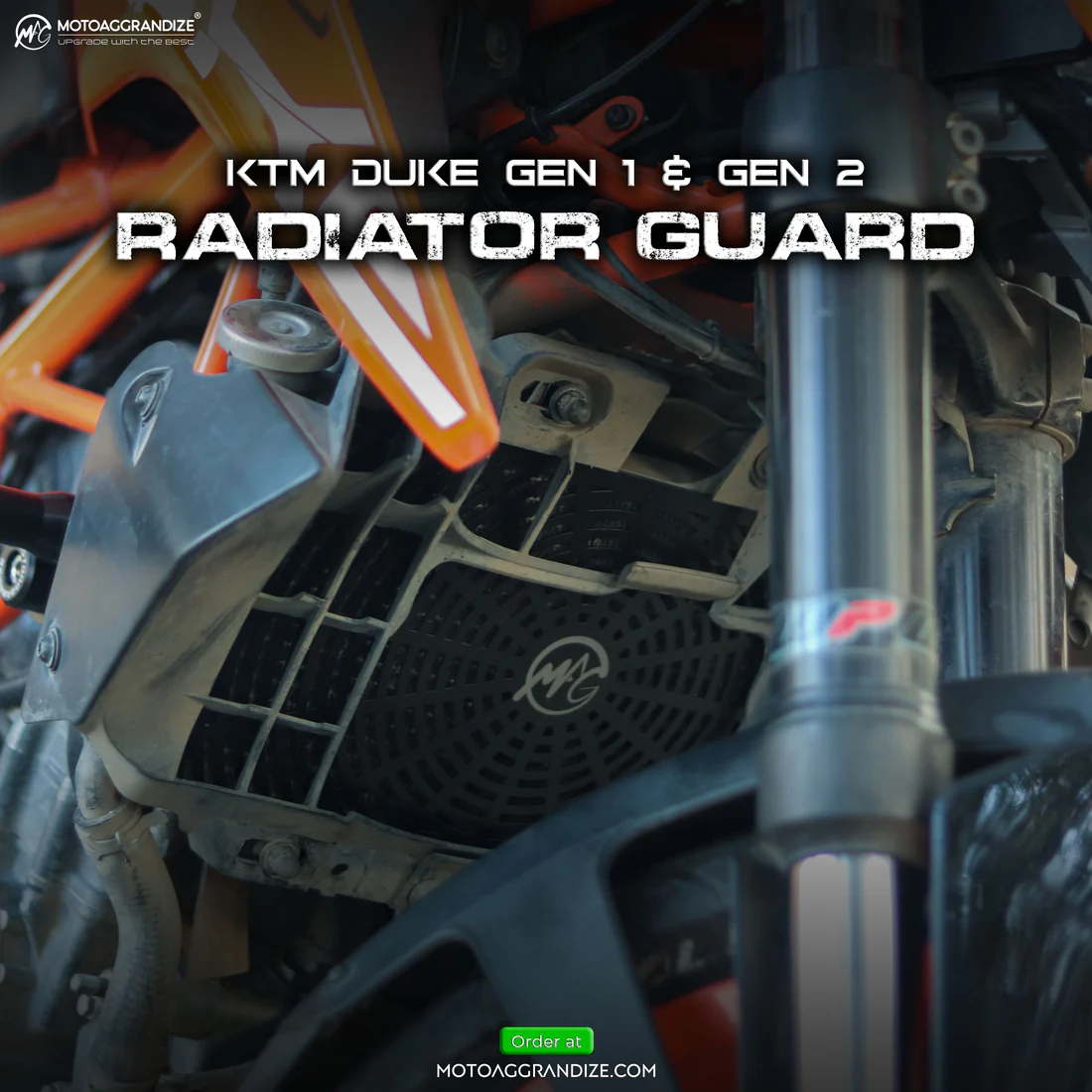 Motoaggrandize Radiator Guard for KTM Duke 200/390 & KTM RC 390 200/390 (Gen 1 & 2) Motoaggrandize Radiator Guard for KTM Duke 200/390 & KTM RC 390 200/390 (Gen 1 & 2)