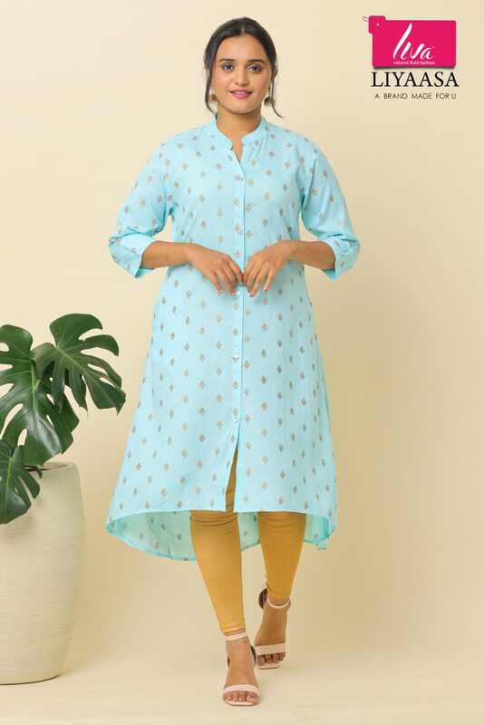 Blue printed aline kurtha (Pack of all sizes)