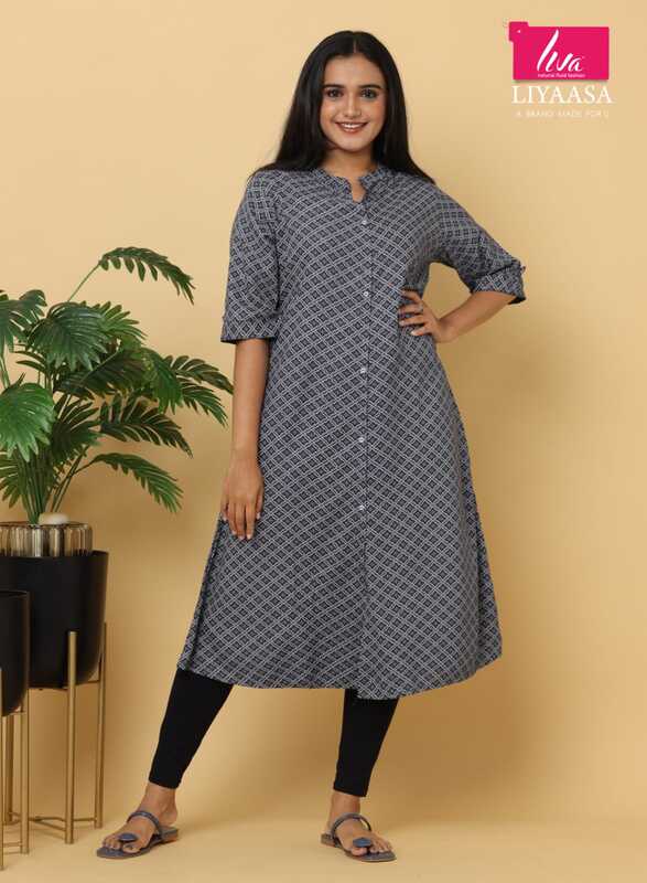 Gray white printed aline kurtha (Pack of all sizes)