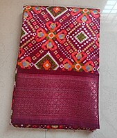 COTTON SAREE ZARI BORDER WITH BLOUSE - RED