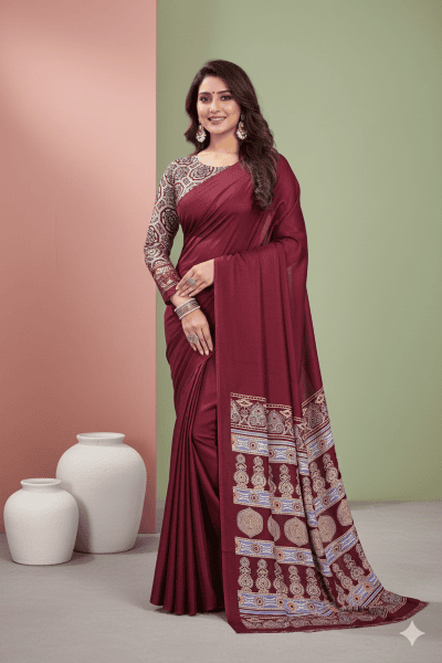 Aparna - Modal Silk Saree in Ajrakh Blouse 20902