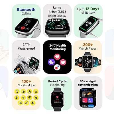 Redmi Watch 3 Active Bluetooth Calling 1.83" Screen, Premium Metallic Finish, 200+ Watch Faces, Upto 12 Days of Battery Life, 5ATM, 100+ Sports Modes, Redmi Watch 3 Active Bluetooth Calling 1.83" Screen, Premium Metallic Finish, 200+ Watch Faces, Upto 12 Days of Battery Life, 5ATM, 100+ Sports Modes,