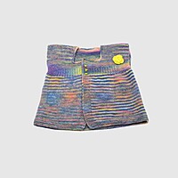 (3-4 Years) Kids Multicolor Handknitted Sweater with Cap, Rainbow Striped Pattern