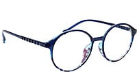 Soigné Unisex Oversized Round Spectacle Frame.Blue&Transparent Soigné Unisex Oversized Round Spectacle Frame.Blue&Transparent