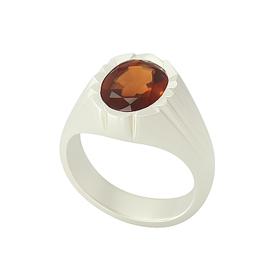 Sterling Silver Ring with natural Hessonite Stone Sterling Silver Ring with natural Hessonite Stone