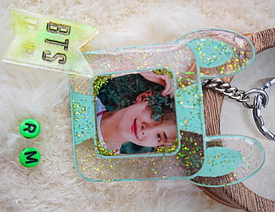 RM BTS RABBIT PHOTO FRAME KEYCHAIN