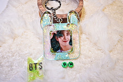 RM BTS RABBIT PHOTO FRAME KEYCHAIN