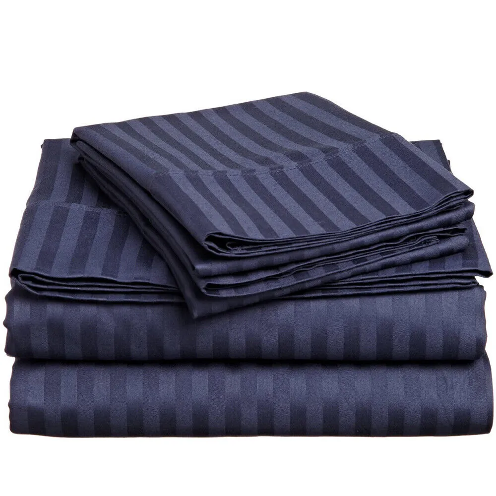 Pillow Cover Framed Glace Cotton 300 TC - Striped - Navy Blue