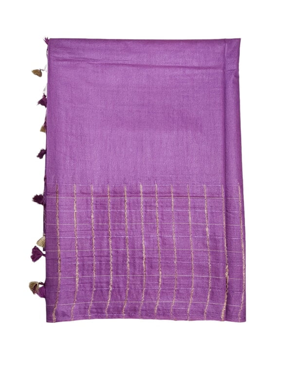 Dark Purple Woven Kota Silk Saree with Running Blouse