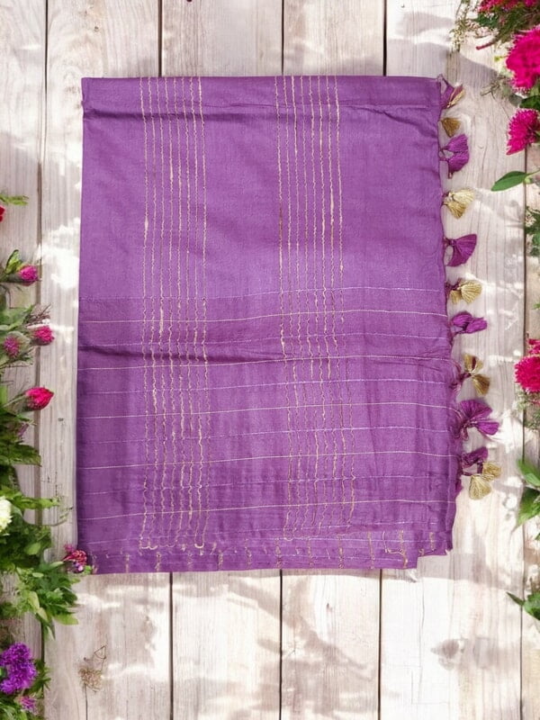 Dark Purple Woven Kota Silk Saree with Running Blouse