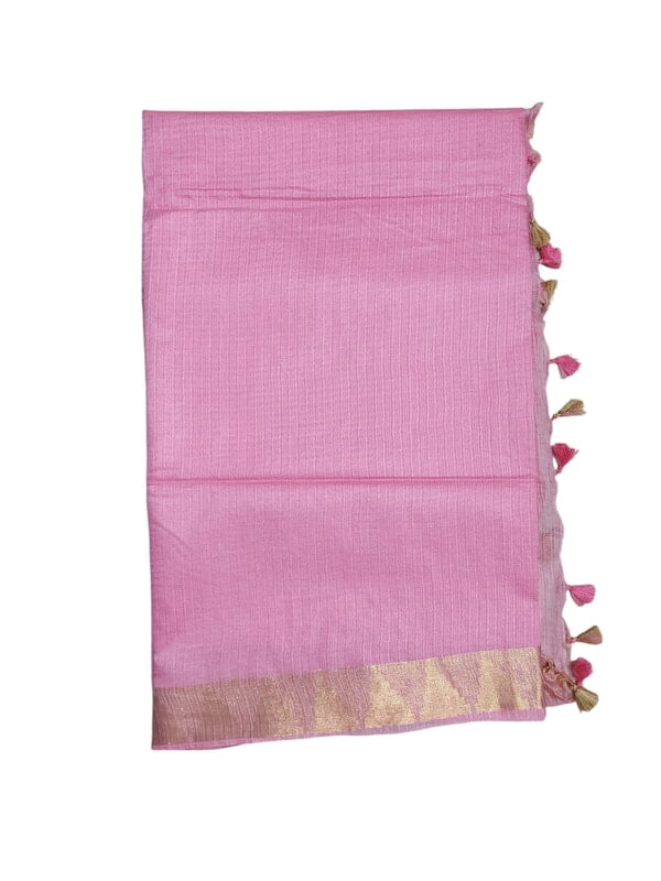 Pink Plain Kota Silk Saree with Running Blouse
