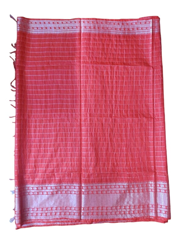 Maroon with Silver Woven Kota Silk Saree with Running Blouse
