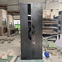 Contemporary 2D HDHMR Door with Black Acrylic | Enamel Painted Finish Contemporary 2D HDHMR Door with Black Acrylic | Enamel Painted Finish