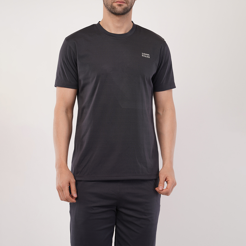 Men's Sports & T-Shirt Set - Zurich 4-Way Lycra, 240-250 GSM, Dark Grey (S, M, L) | Stretchable & Breathable Activewear