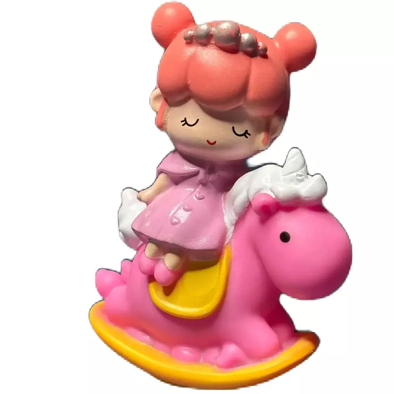 Small Girl Queen on Pink Unicorn Toy