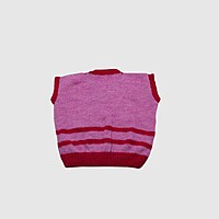 (2-3 Years) Kids Handknitted Sweater, Pink and Red Striped Pattern