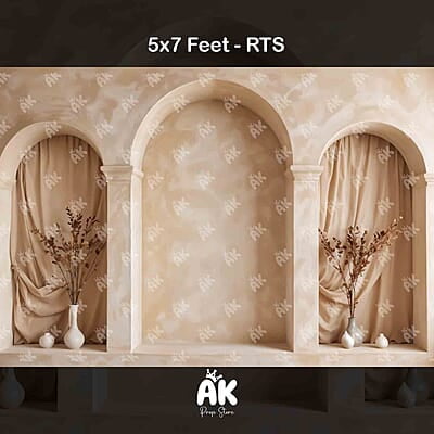 Beige Arch Wall - 5x7 Feet