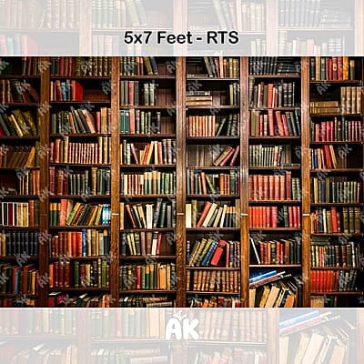 Light Wood Library - 5x7 Feet