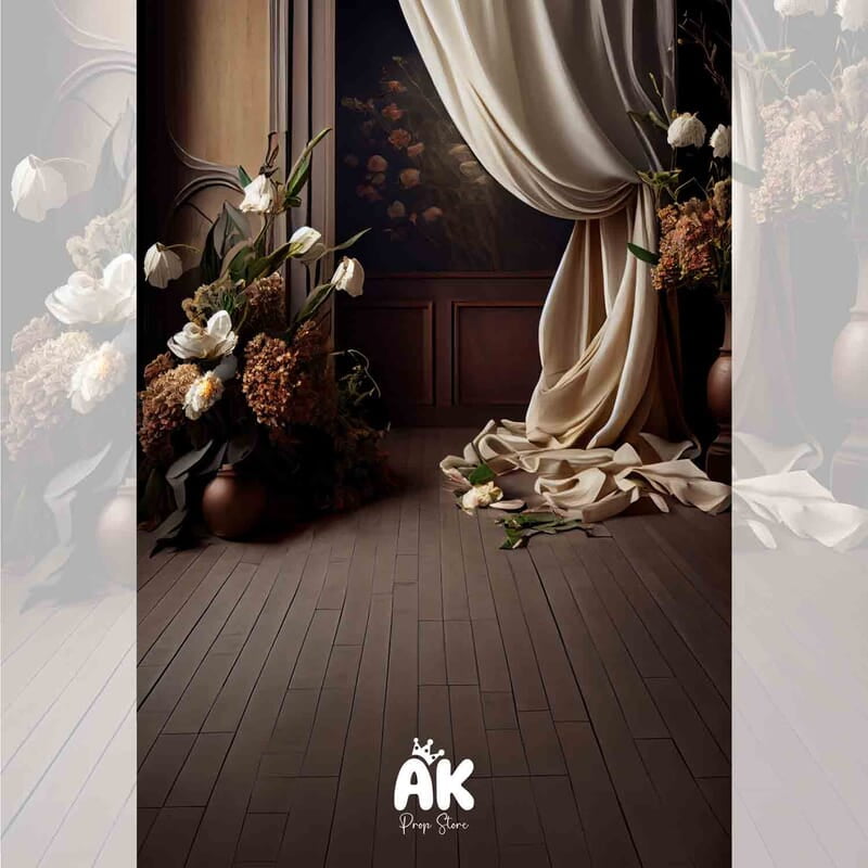 Brown Floral Curtain Brown Floral Curtain