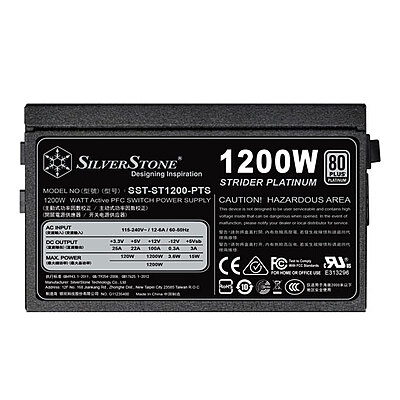 SilverStone Power Supply 1200W Fully Modular 80 Plus Platinum (ST1200-PTS) SilverStone Power Supply 1200W Fully Modular 80 Plus Platinum (ST1200-PTS)