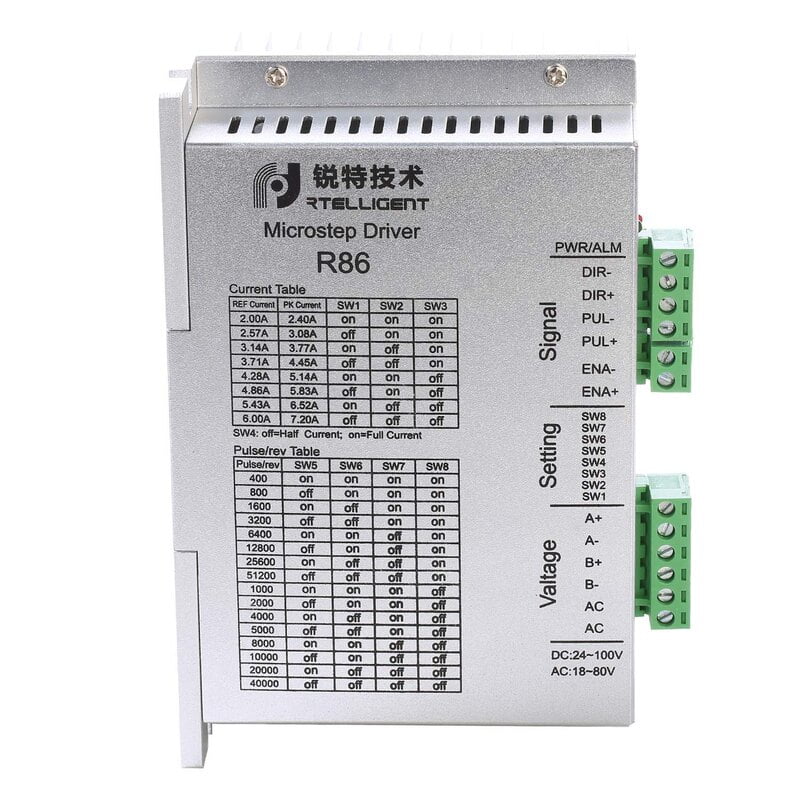 Rtelligent 18-80 Vdc R86 Stepper Driver Rtelligent 18-80 Vdc R86 Stepper Driver