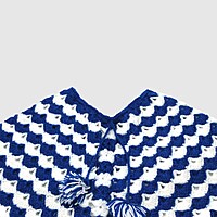 (3-4 Years) Kids Handknitted Navy Blue and White Woolen Poncho
