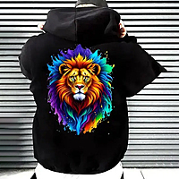 Sublimation Printed Hoodies  Men For Hoodie new trendy mens sweatshirt black colour with lion print