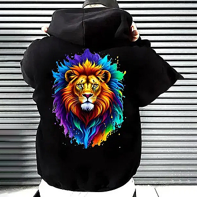 Sublimation Printed Hoodies Men For Hoodie new trendy mens sweatshirt black colour with lion print Sublimation Printed Hoodies Men For Hoodie new trendy mens sweatshirt black colour with lion print