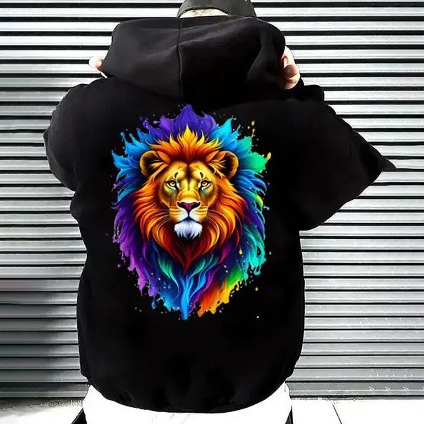 Sublimation Printed Hoodies Men For Hoodie new trendy mens sweatshirt black colour with lion print Sublimation Printed Hoodies Men For Hoodie new trendy mens sweatshirt black colour with lion print