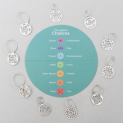 Sterling silver plated chakra stitch markers - The Mindful collection Sterling silver plated chakra stitch markers - The Mindful collection