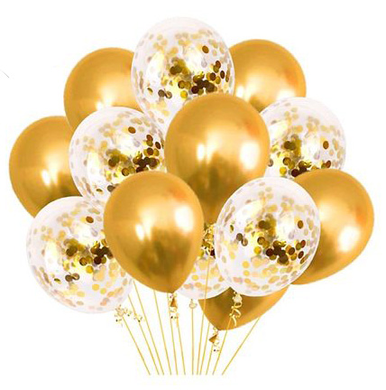 The Magic Balloons Store-Gold Latex & Gold Confetti Balloons Pack -10 Pieces The Magic Balloons Store-Gold Latex & Gold Confetti Balloons Pack -10 Pieces