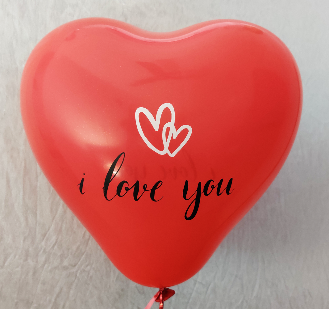 The Magic Balloons Store-I Love U Printed Red Heart Shape Latex Balloons Pack Of 30-181288