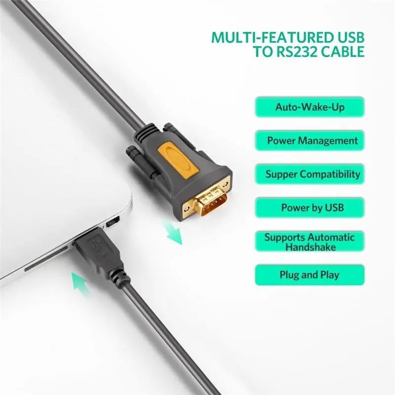 UGREEN 1m USB 2.0 A Male to RS232 DB9 Male Serial Adapter Cable with PL2303 Chipset to Connect a RS-232 serial device as a modem to a USB port on your computer (20210)